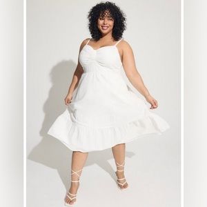 torrid White Midi Sundress with Spaghetti Straps
